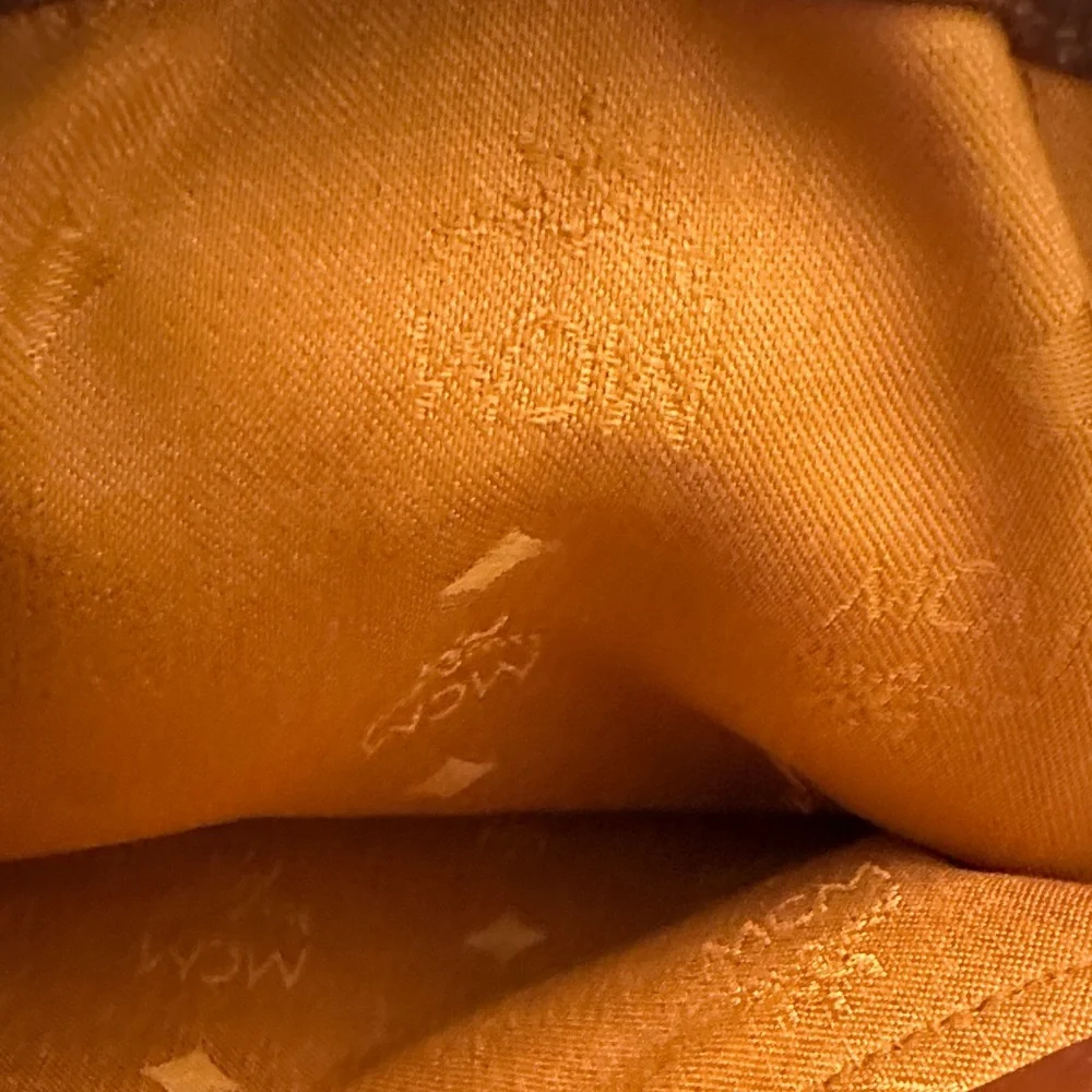 MCM Tan Monogram Satchel with Gold Accents - Picture 14 of 14